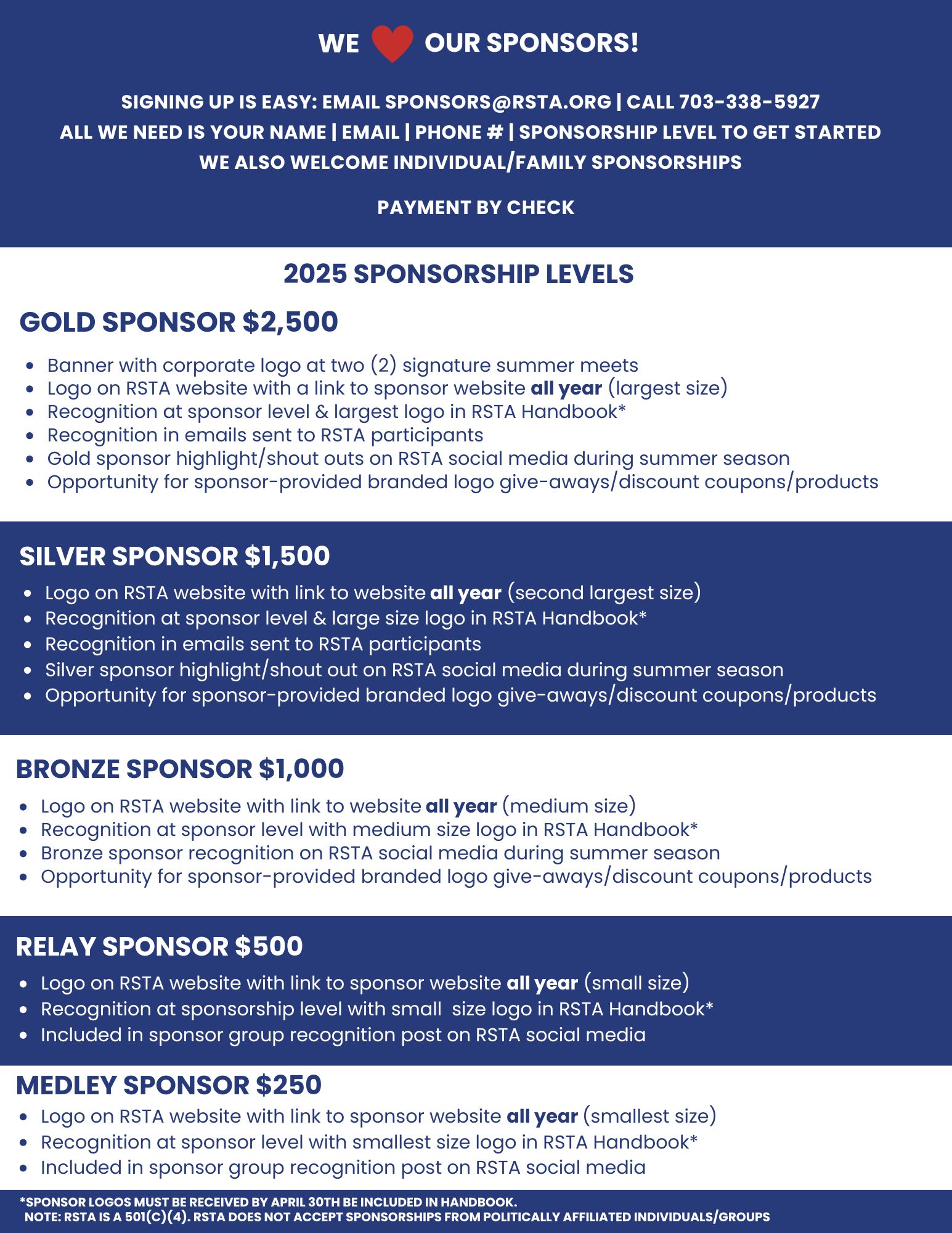 2025 RSTA Sponsorship Brochure page two